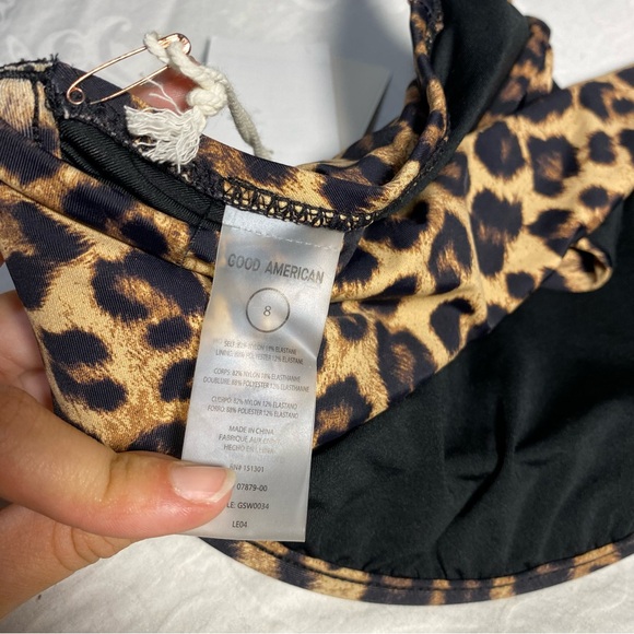 NWT Good American Women's Good Swim Showoff Curve Bikini Top Leopard Print 8 - Picture 10 of 12
